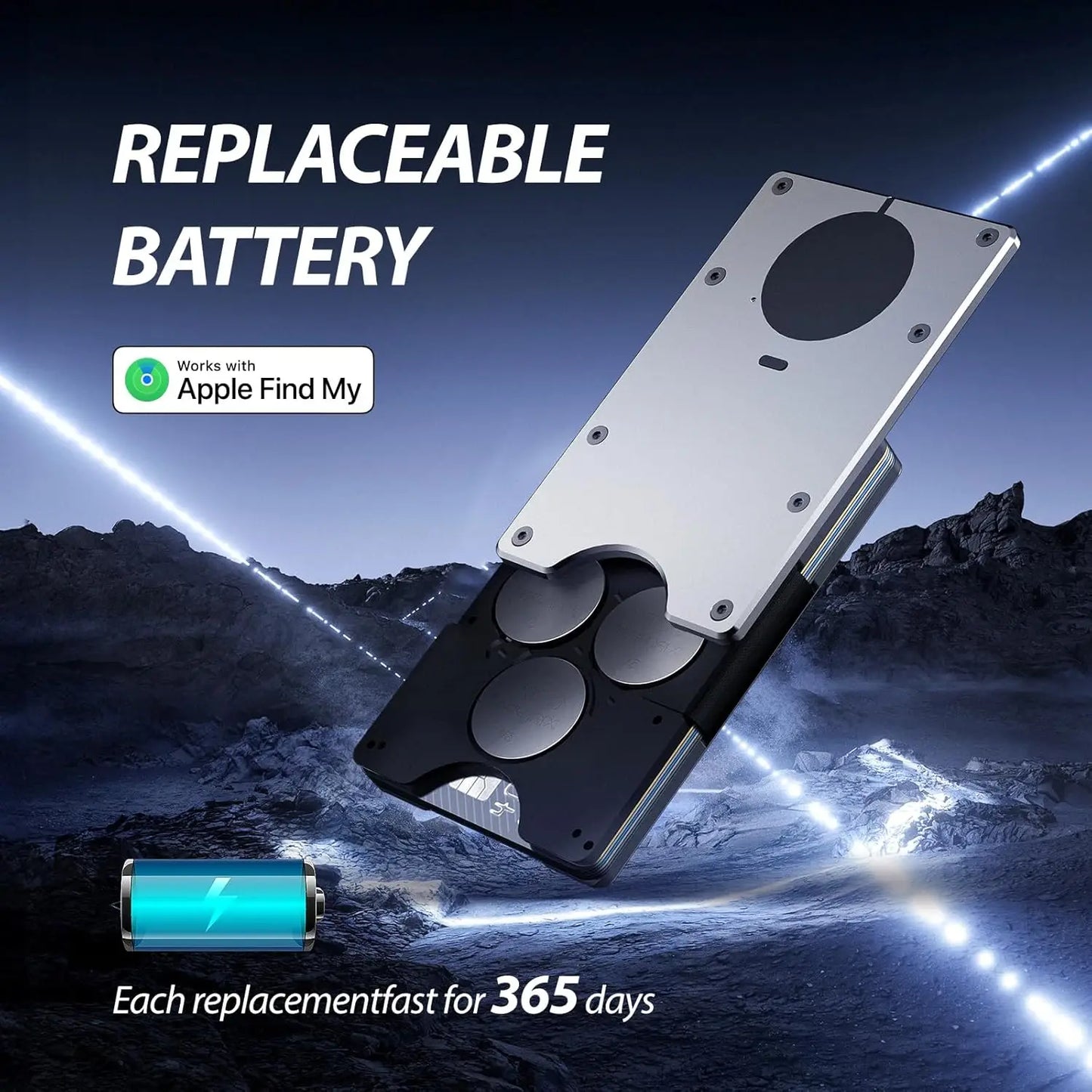 RFID Blocking Slim Wallet, Compatible with Find My iOS Only, Detachable Money Clip