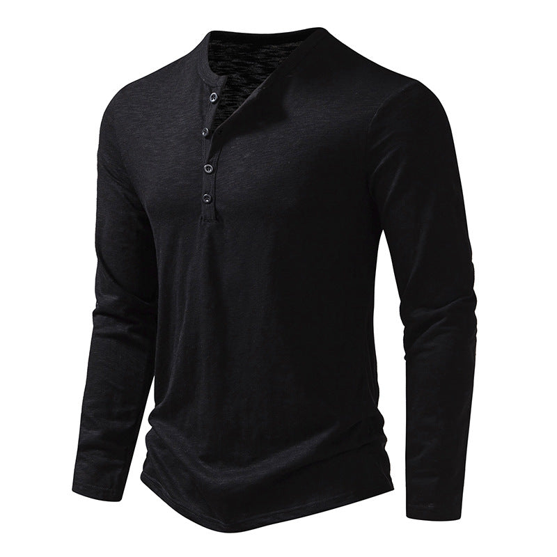 Men's Cotton Long Sleeve Henley Shirt