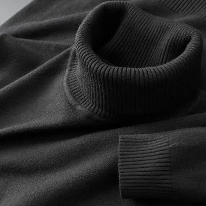 Mens Knitted Turtleneck Breathable Pullover