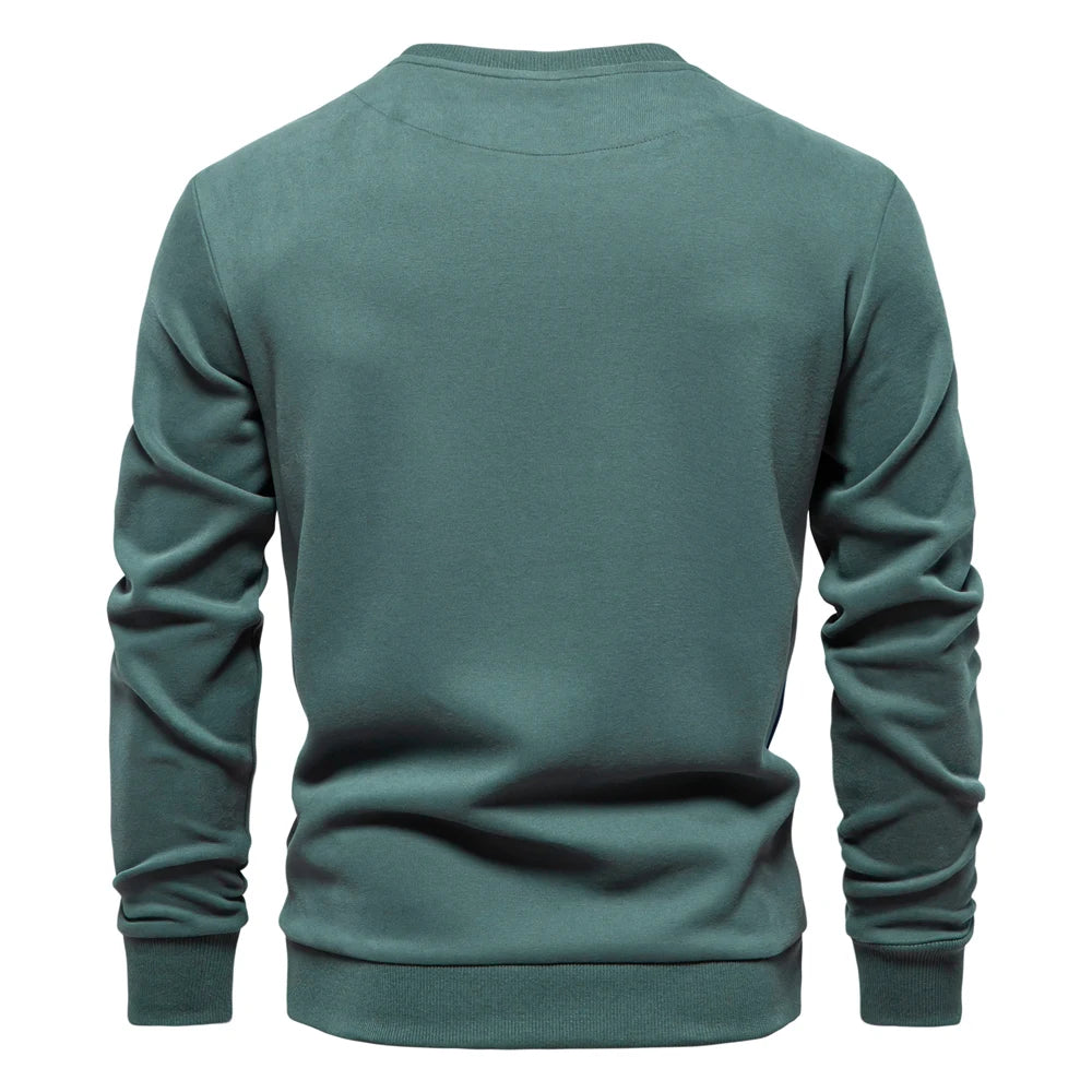 Men's Patchwork Cotton-Blend Crew Neck Sweatshirt