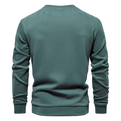 Men's Patchwork Cotton-Blend Crew Neck Sweatshirt