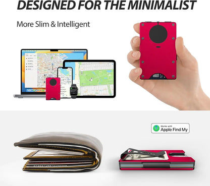 RFID Blocking Slim Wallet, Compatible with Find My iOS Only, Detachable Money Clip