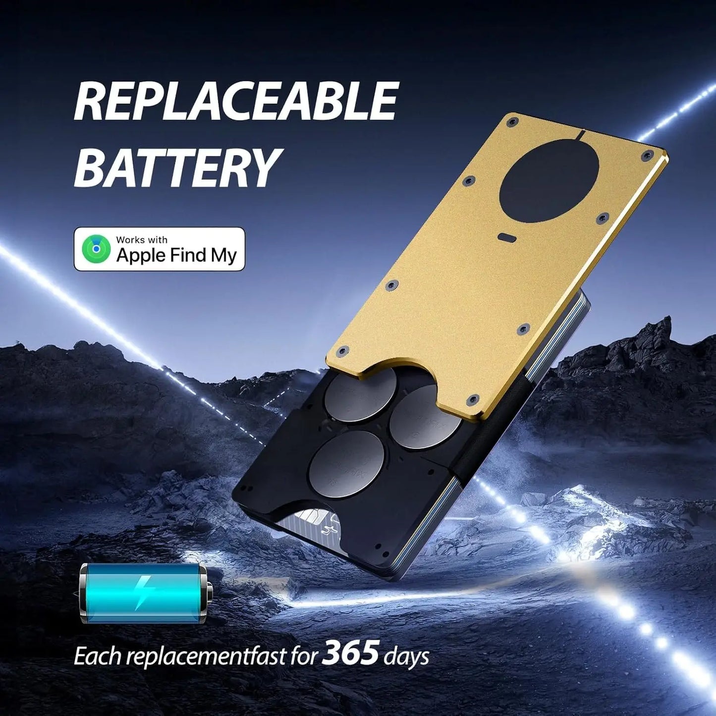 RFID Blocking Slim Wallet, Compatible with Find My iOS Only, Detachable Money Clip