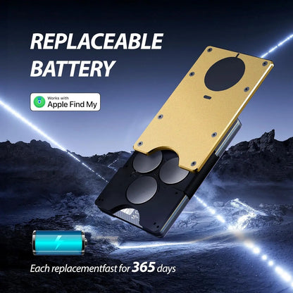 RFID Blocking Slim Wallet, Compatible with Find My iOS Only, Detachable Money Clip