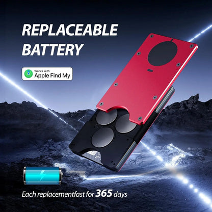 RFID Blocking Slim Wallet, Compatible with Find My iOS Only, Detachable Money Clip
