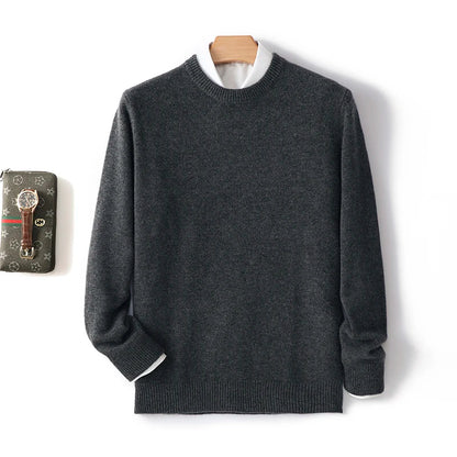 Men's 100% Pure Wool Cashmere Long Sleeve Pullover Sweater