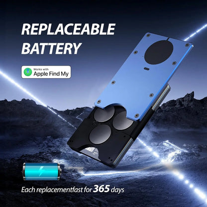 RFID Blocking Slim Wallet, Compatible with Find My iOS Only, Detachable Money Clip