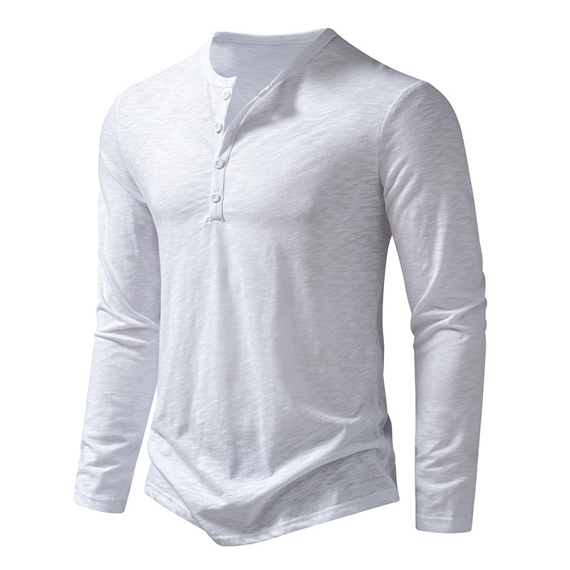 Men's Cotton Long Sleeve Henley Shirt