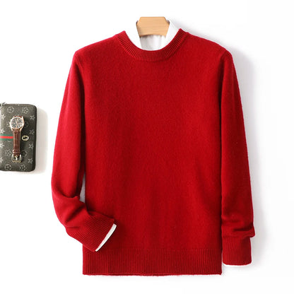 Men's 100% Pure Wool Cashmere Long Sleeve Pullover Sweater