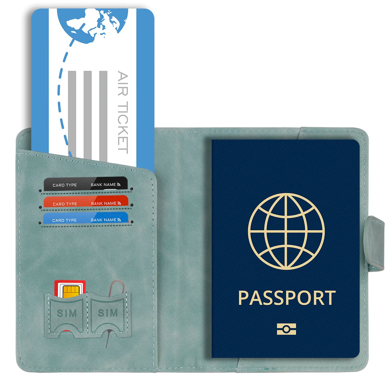 RFID Blocking Passport Holder Cover and Wallet All In One