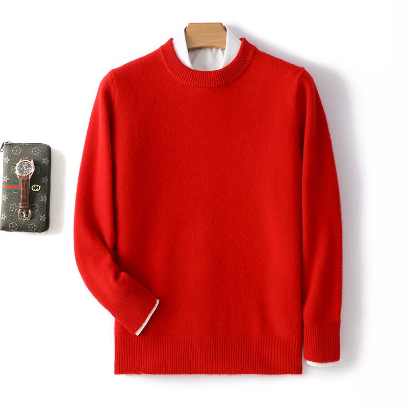 Men's 100% Pure Wool Cashmere Long Sleeve Pullover Sweater