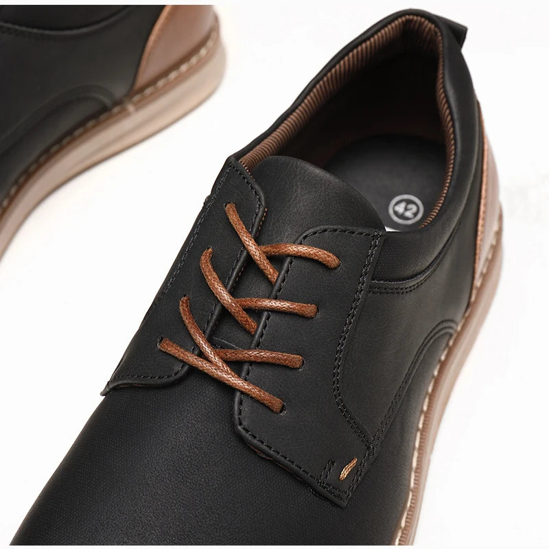 PU Leather Casual Lace-Up Shoes