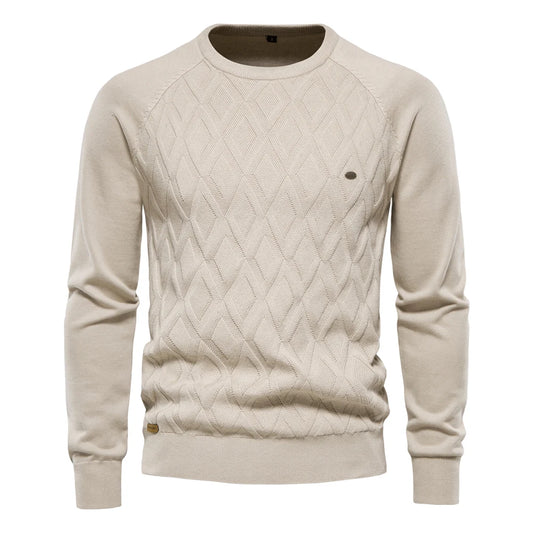 Men's Argyle Long Sleeve Knitted Pullover Sweater