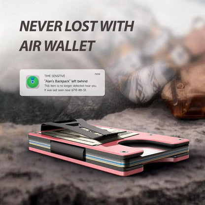 RFID Blocking Slim Wallet, Compatible with Find My iOS Only, Detachable Money Clip