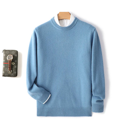 Men's 100% Pure Wool Cashmere Long Sleeve Pullover Sweater