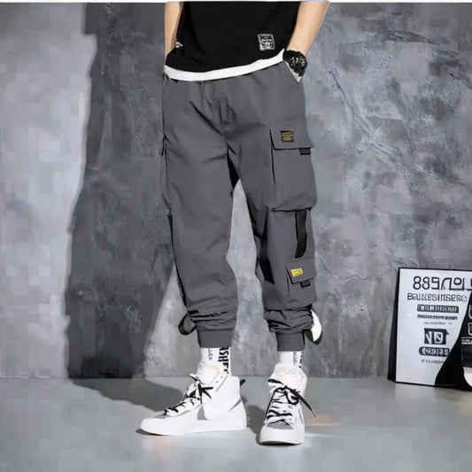 Men's Elastic Waist Loose Fit Ankle-Length Cargos