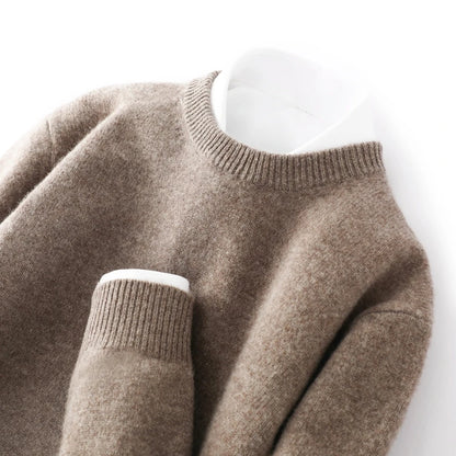 Men's 100% Pure Wool Cashmere Long Sleeve Pullover Sweater