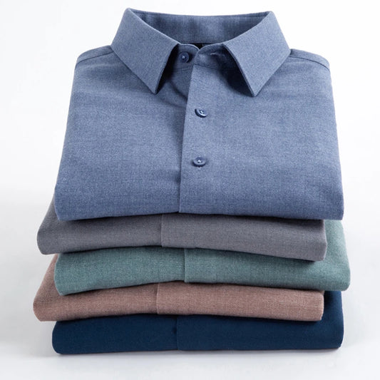 Men's Square Collar Long Sleeve Wool Shirt