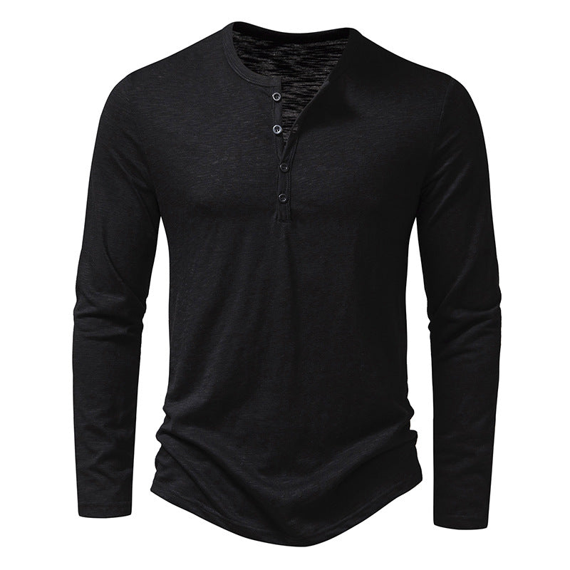 Men's Cotton Long Sleeve Henley Shirt