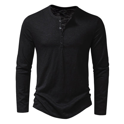 Men's Cotton Long Sleeve Henley Shirt