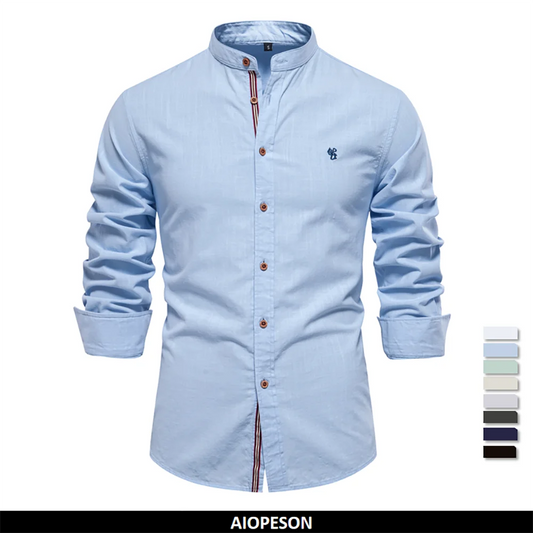 Men's 100% Cotton Long Sleeve High Quality Aiopeson Shirt