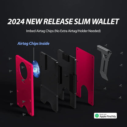 RFID Blocking Slim Wallet, Compatible with Find My iOS Only, Detachable Money Clip