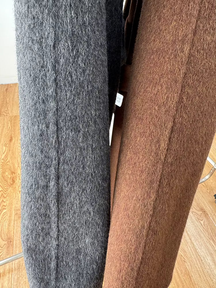 Women's 100% Wool Stand Collar Long Coat