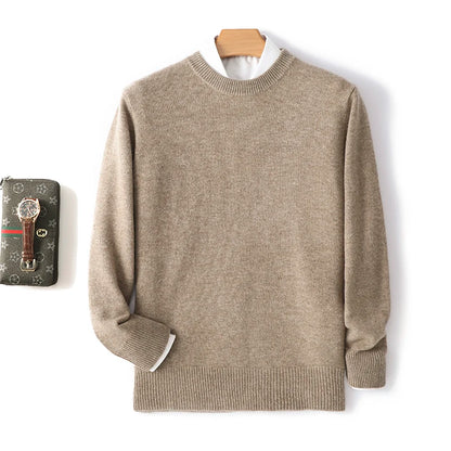 Men's 100% Pure Wool Cashmere Long Sleeve Pullover Sweater