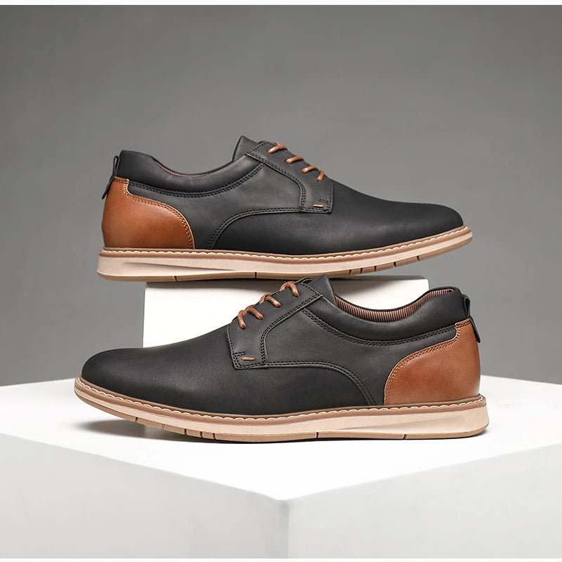 PU Leather Casual Lace-Up Shoes