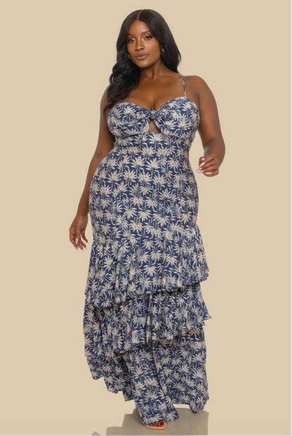 Plus Size Ruffle Layered Maxi Dress