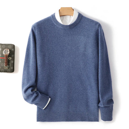 Men's 100% Pure Wool Cashmere Long Sleeve Pullover Sweater