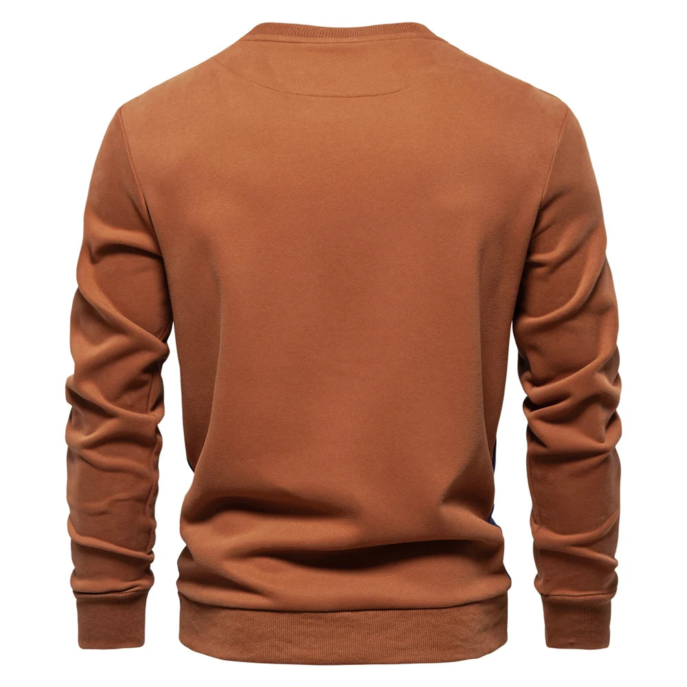 Men's Patchwork Cotton-Blend Crew Neck Sweatshirt