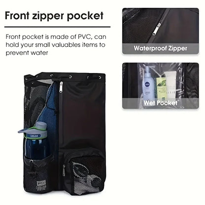 Mesh Drawstring Swim Backpack Bag