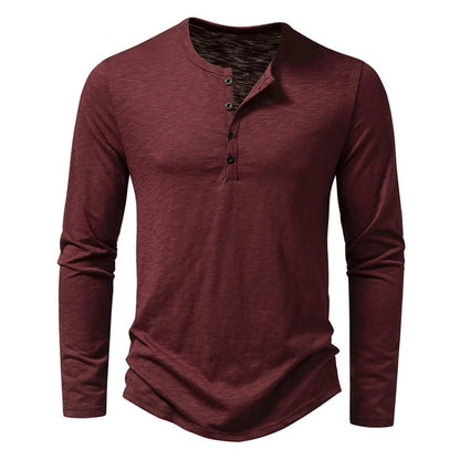 Men's Cotton Long Sleeve Henley Shirt