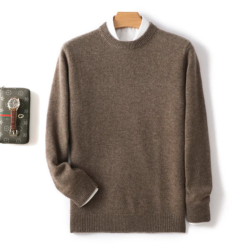 Men's 100% Pure Wool Cashmere Long Sleeve Pullover Sweater