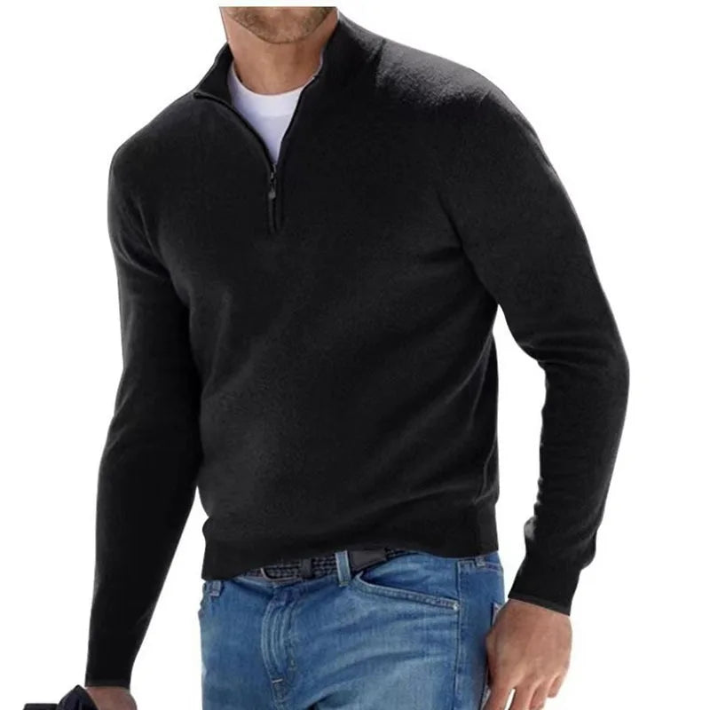 Men's Warm Half Zipper Casual Pullover Sweater