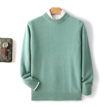 Men's 100% Pure Wool Cashmere Long Sleeve Pullover Sweater