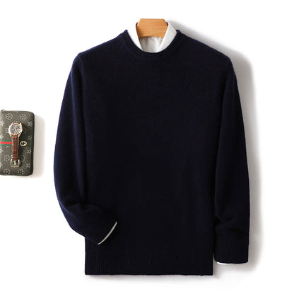 Men's 100% Pure Wool Cashmere Long Sleeve Pullover Sweater