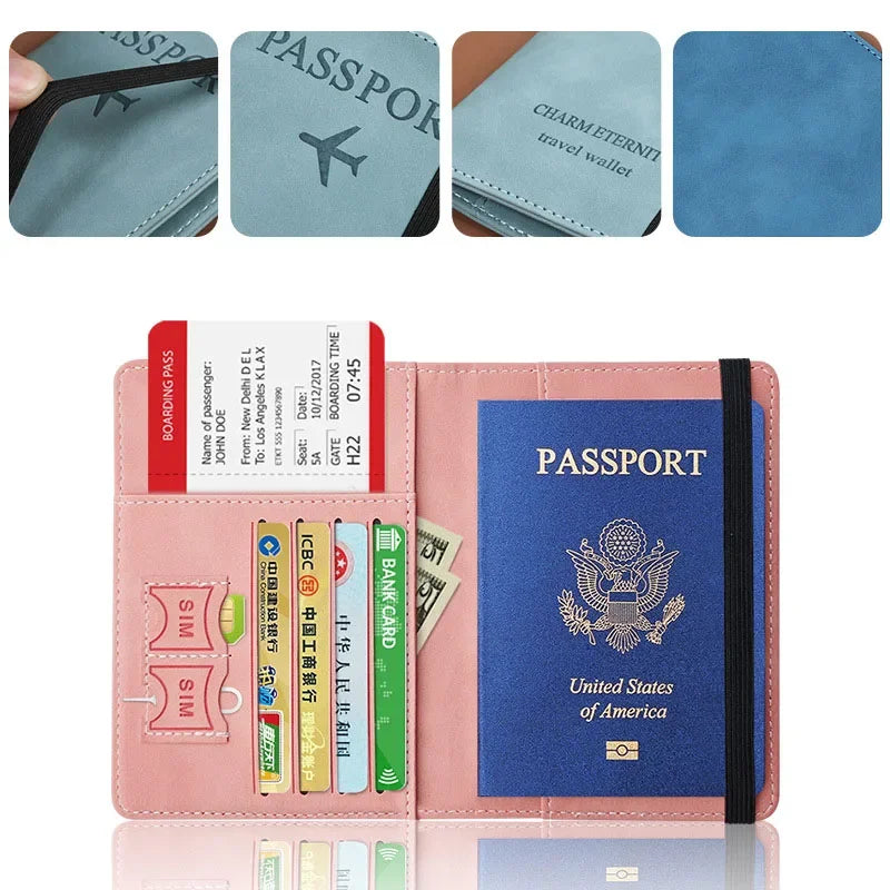 RFID Blocking Travel Passport Holder Cover Case and Credit Card Holder