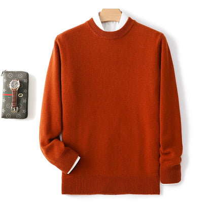 Men's 100% Pure Wool Cashmere Long Sleeve Pullover Sweater