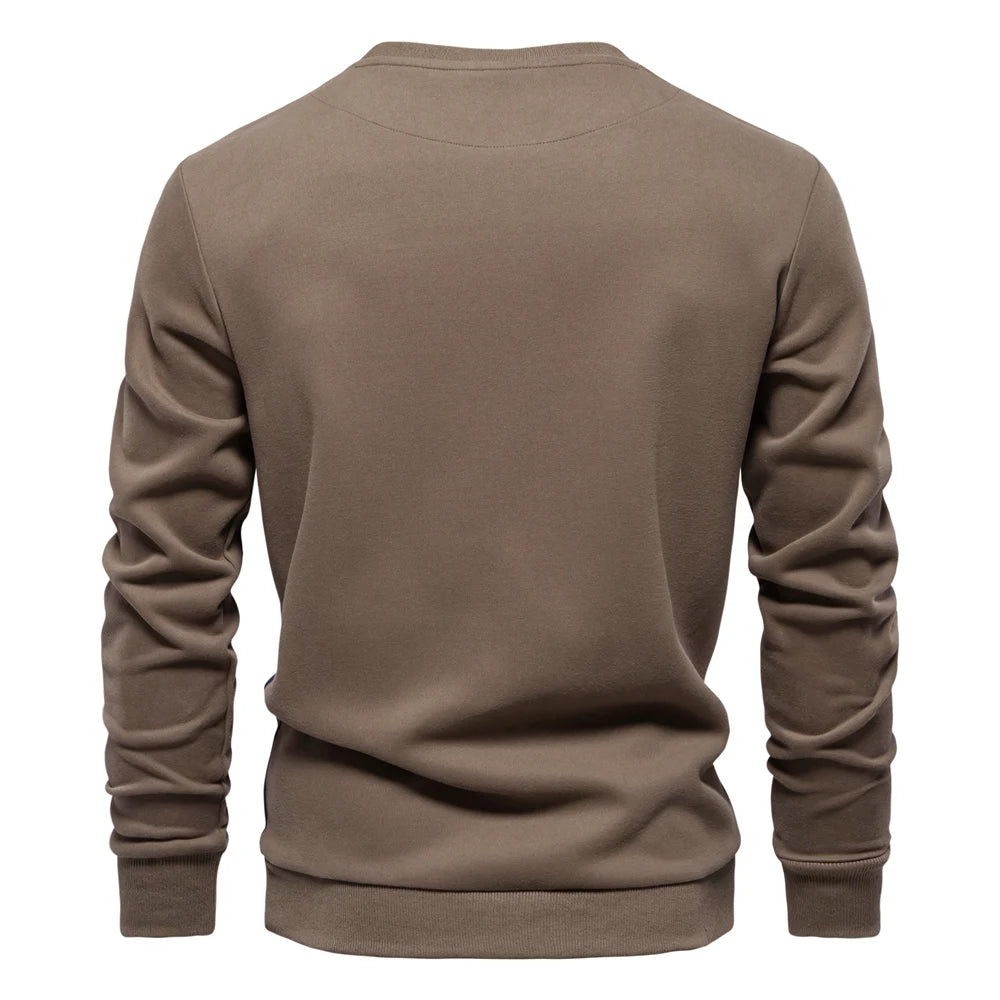 Men's Patchwork Cotton-Blend Crew Neck Sweatshirt