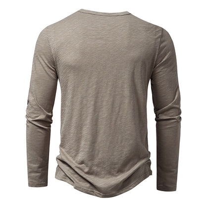 Men's Cotton Long Sleeve Henley Shirt