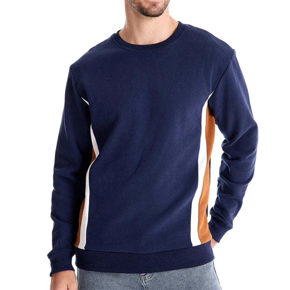 Men's Patchwork Cotton-Blend Crew Neck Sweatshirt