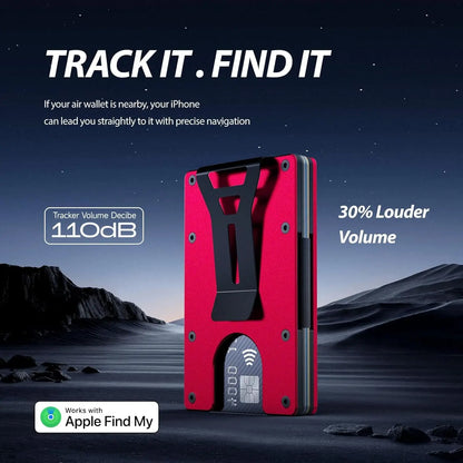 RFID Blocking Slim Wallet, Compatible with Find My iOS Only, Detachable Money Clip