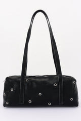 Vegan Leather Eyelet Studded Rectanglar Bag
