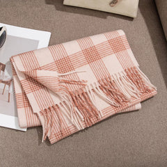 Wool Plaid Fringe Scarf