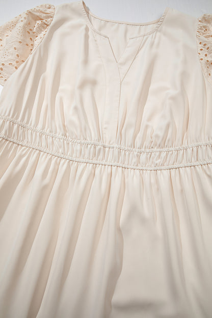Plus Size Lace Embroidery Short Sleeve Maxi Dress