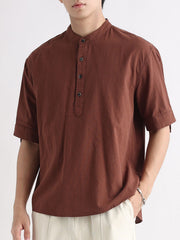 Men's Button Detail Short Sleeve Blouse
