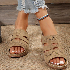 Open Toe Cutout Wedge Sandals