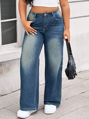 Plus Size Vintage Wash Jeans